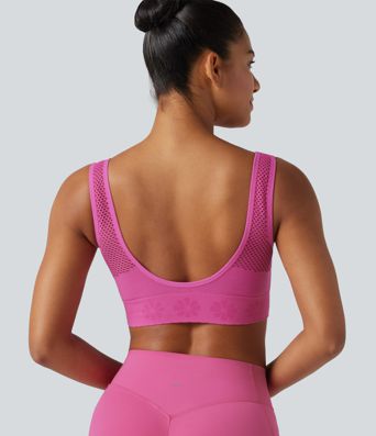 OneForm Seamless Flow Low Support V Neck Built-in Bra Yoga Sports Bra