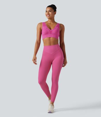 OneForm Seamless Flow Low Support V Neck Built-in Bra Yoga Sports Bra