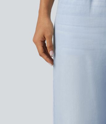 Jeans casual de tiro medio con cordón y bolsillos