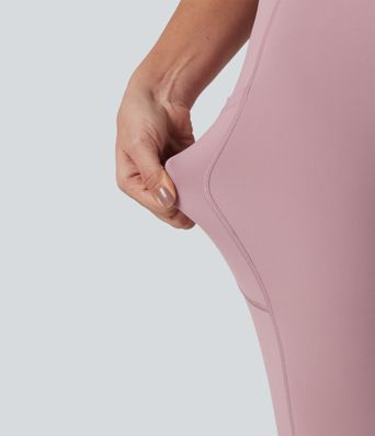 SoftlyZero™ Airy Cool Touch High Waisted Contrast Mesh 2-in-1 Yoga Skirt Leggings with Pockets-UPF50+