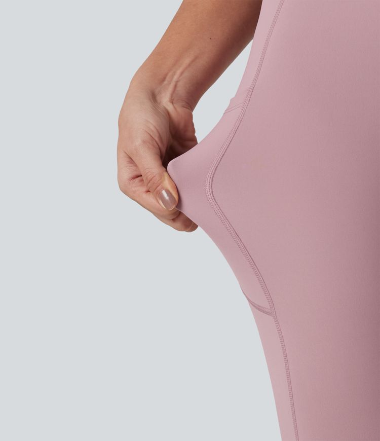 SoftlyZero™ Airy Cool Touch High Waisted Contrast Mesh 2-in-1 Yoga Skirt Leggings with Pockets-UPF50+