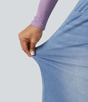 Halara Flex™ - Lässige Baggy-Denim-Shorts mit hohem Crossover-Bund und mehreren Taschen