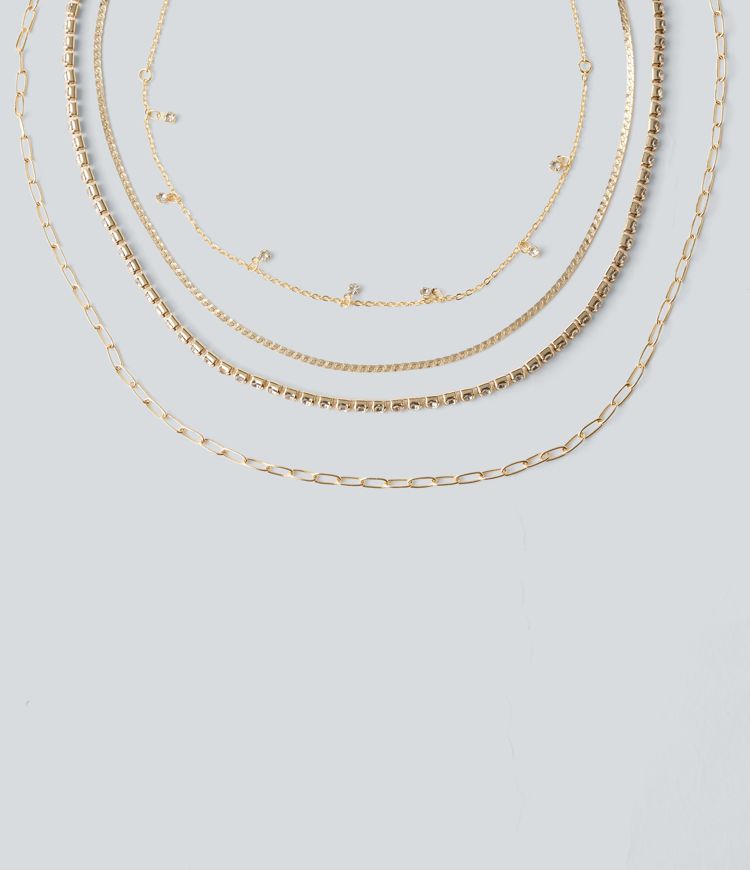 Rhinestones Chain Necklace Set