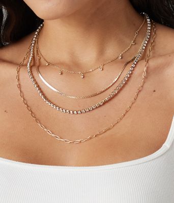 Rhinestones Chain Necklace Set