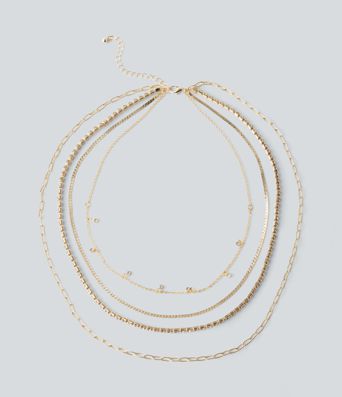 Rhinestones Chain Necklace Set