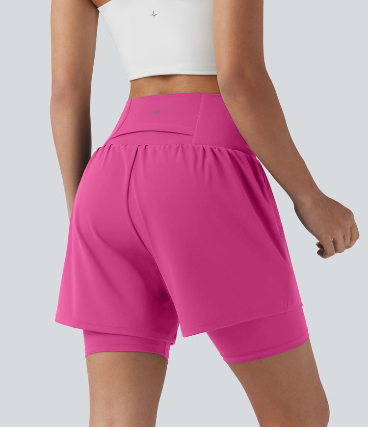 SoftlyZero™ Airy Super High Waisted 2-in-1 Cool Touch Yoga Shorts 7'' with Pockets