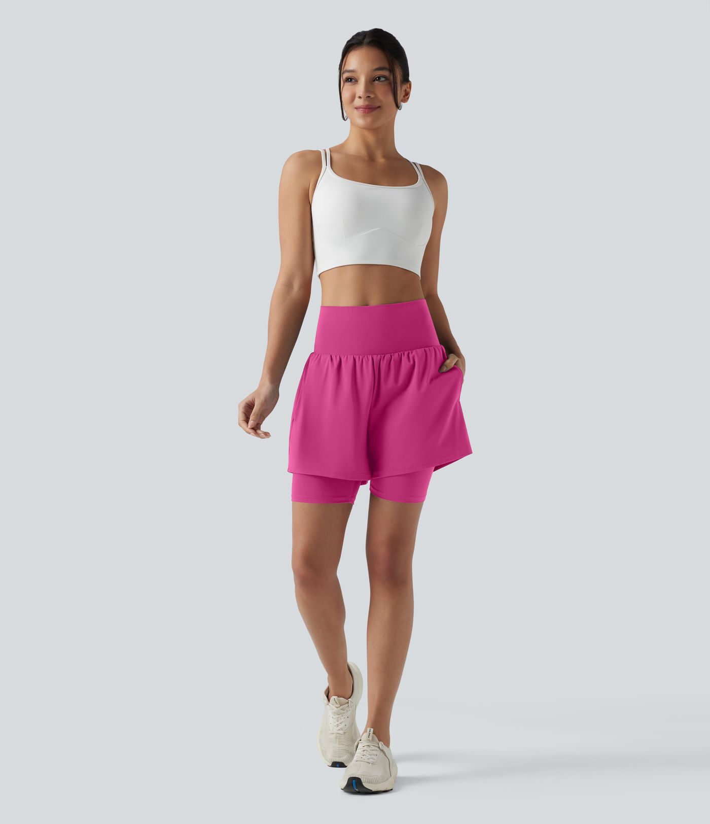 SoftlyZero™ Airy Super High Waisted 2-in-1 Cool Touch Yoga Shorts 7'' with Pockets