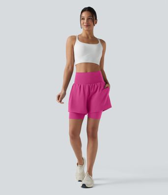 SoftlyZero™ Airy Super High Waisted 2-in-1 Cool Touch Yoga Shorts 7'' with Pockets