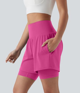 SoftlyZero™ Airy Super High Waisted 2-in-1 Cool Touch Yoga Shorts 7'' with Pockets