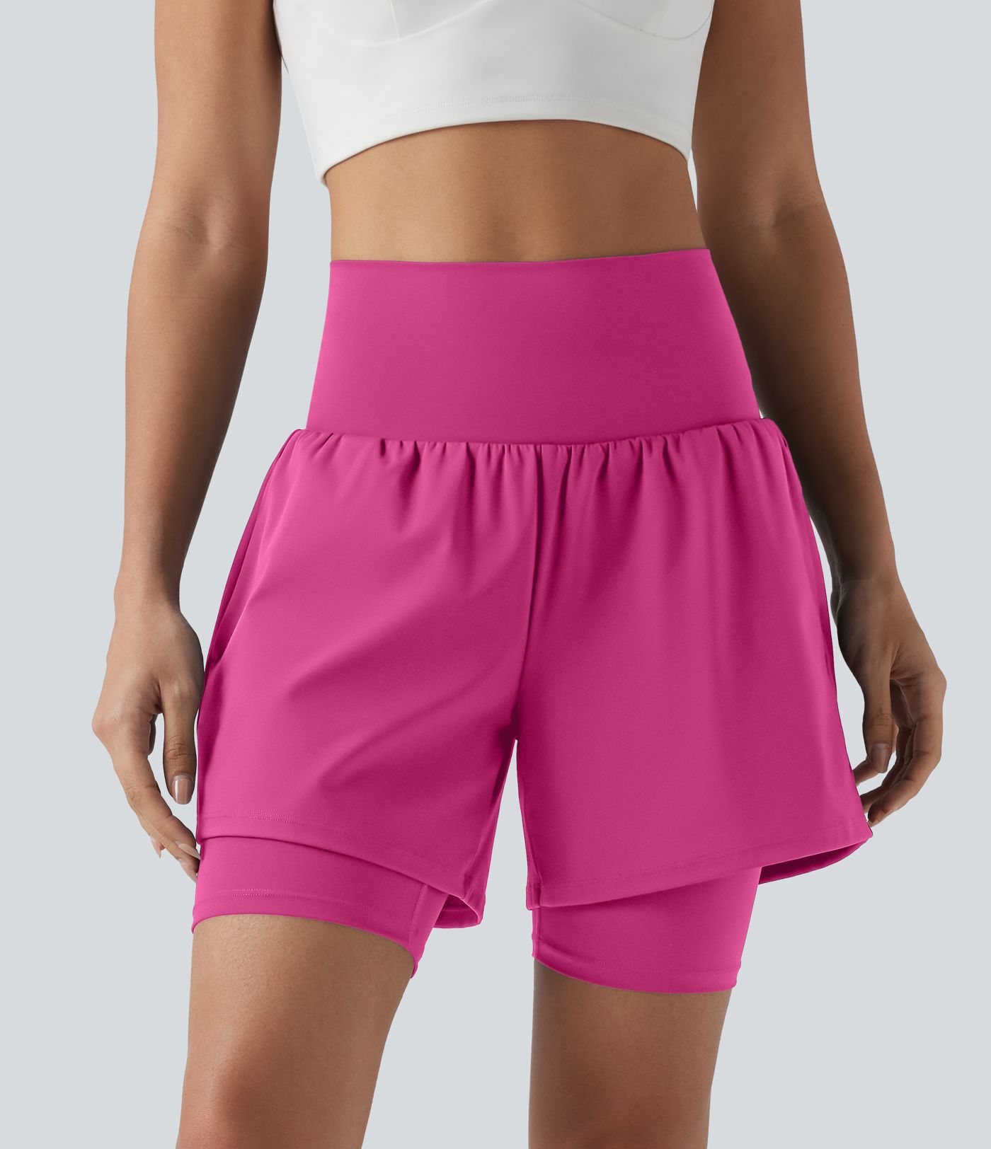 SoftlyZero™ Airy Super High Waisted 2-in-1 Cool Touch Yoga Shorts 7'' with Pockets