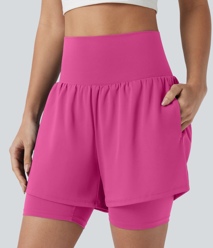 SoftlyZero™ Airy Super High Waisted 2-in-1 Cool Touch Yoga Shorts 7'' with Pockets