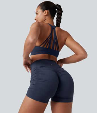 Halara Ultrasculpt™ - Geraffte Yoga-Biker-Shorts mit hohem Bund und Booty-Scrunch - 12,7 cm