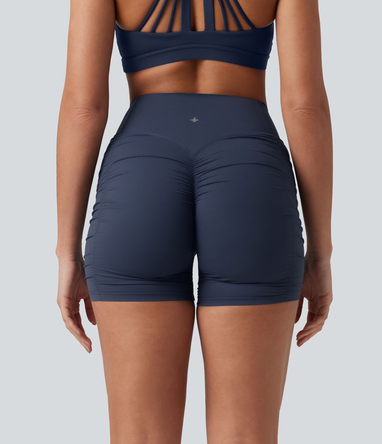 Halara Ultrasculpt™ - Geraffte Yoga-Biker-Shorts mit hohem Bund und Booty-Scrunch - 12,7 cm