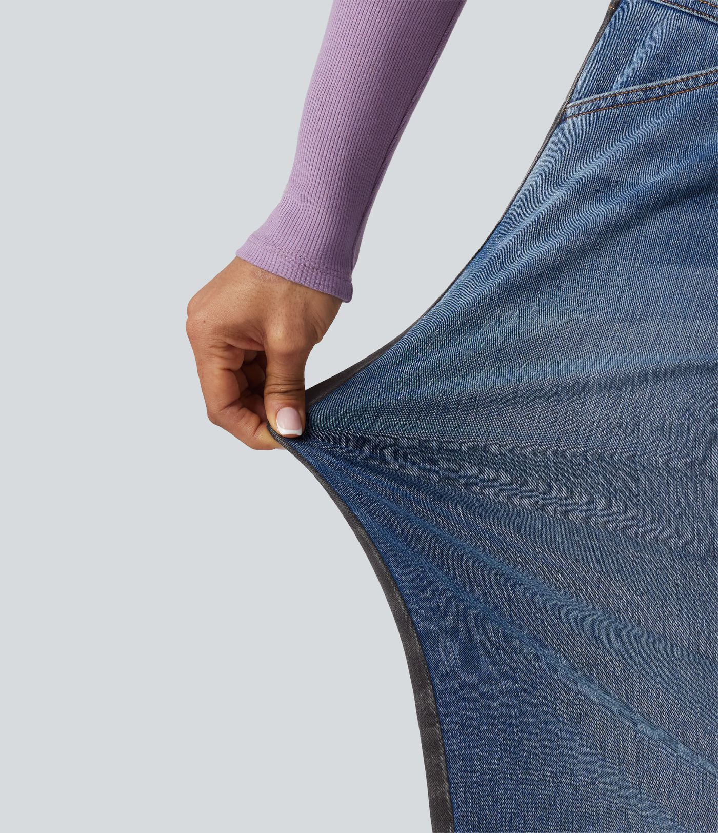 Halara Flex™ Mid Rise Barrel Leg Color Block Casual Jeans with Pockets