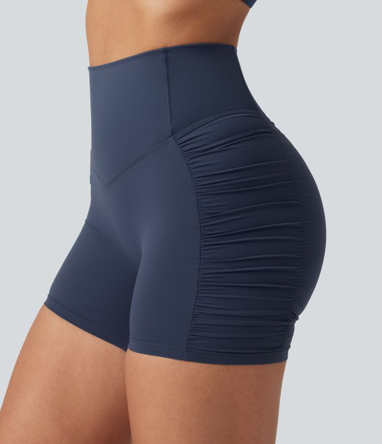 Halara Ultrasculpt™ - Geraffte Yoga-Biker-Shorts mit hohem Bund und Booty-Scrunch - 12,7 cm