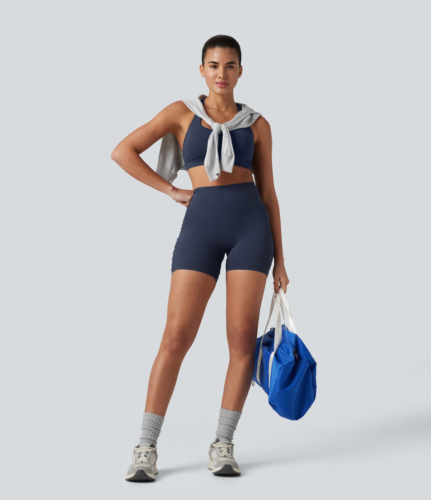 Halara Ultrasculpt™ - Geraffte Yoga-Biker-Shorts mit hohem Bund und Booty-Scrunch - 12,7 cm