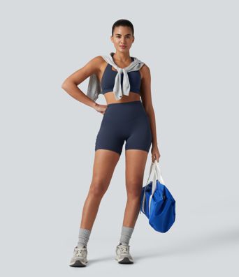 Halara Ultrasculpt™ - Geraffte Yoga-Biker-Shorts mit hohem Bund und Booty-Scrunch - 12,7 cm