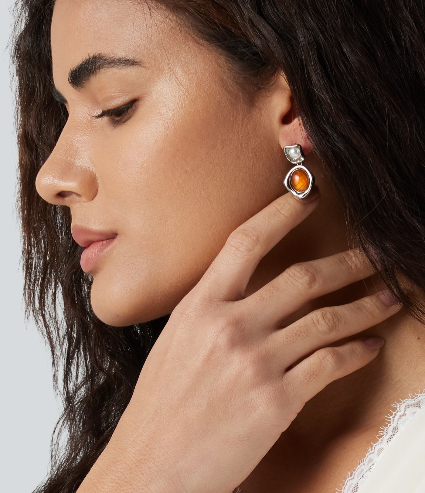 Alloy & Acrylic Pearl Electroplated Earrings