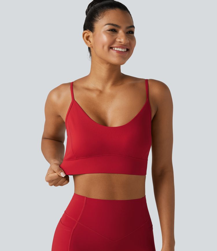 Halara UltraSculpt™ Ribbed Low Support Built-in Bra Yoga Sports Bra