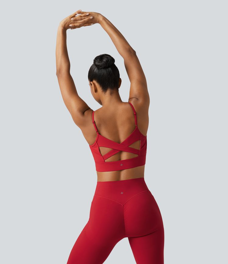 Halara UltraSculpt™ Ribbed Low Support Built-in Bra Yoga Sports Bra