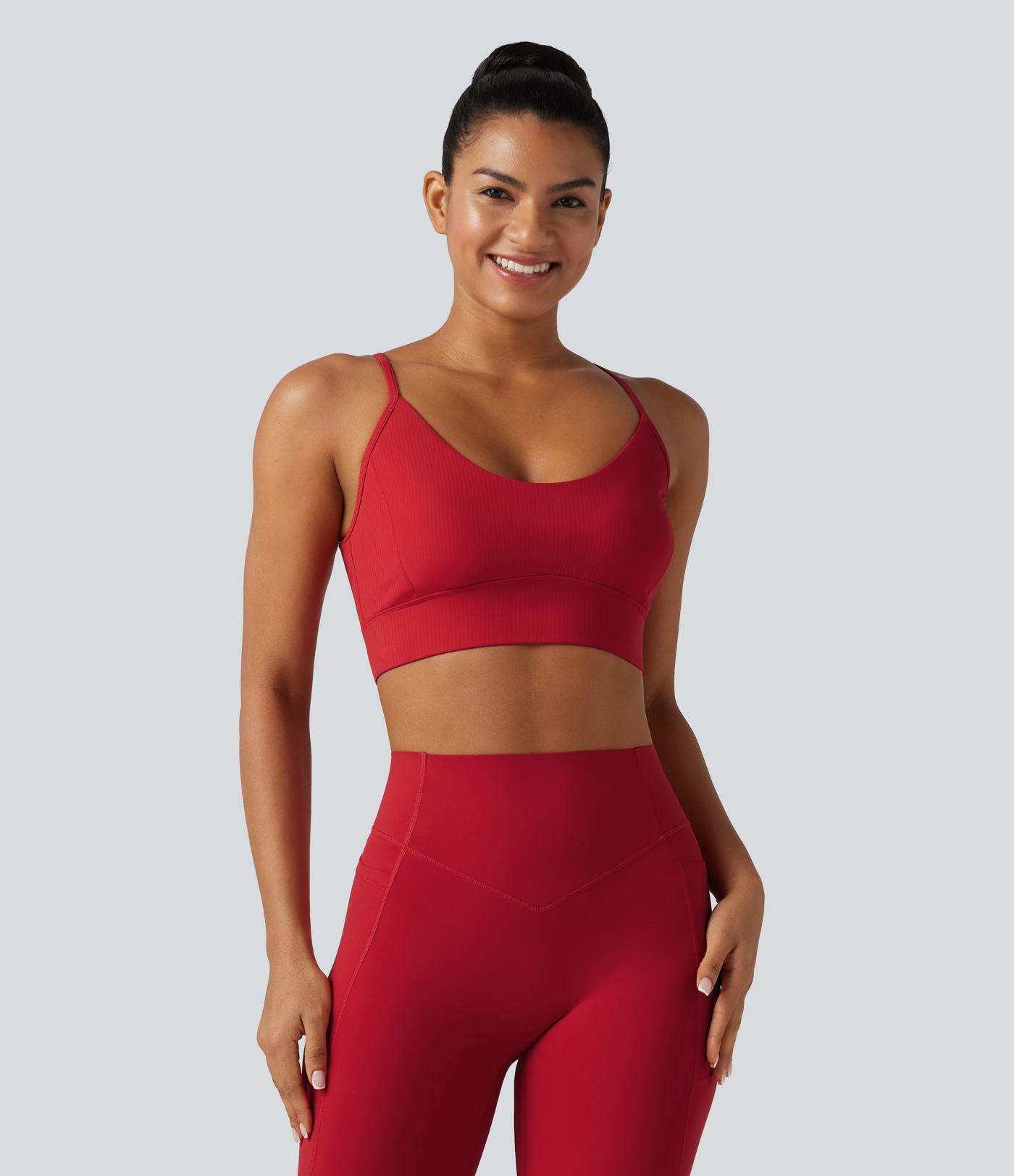 Halara UltraSculpt™ Ribbed Low Support Built-in Bra Yoga Sports Bra