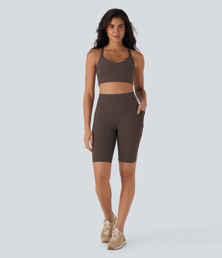 Halara UltraSculpt™ High Waisted Tummy Control Pocket Shaping Training Biker Shorts 9''