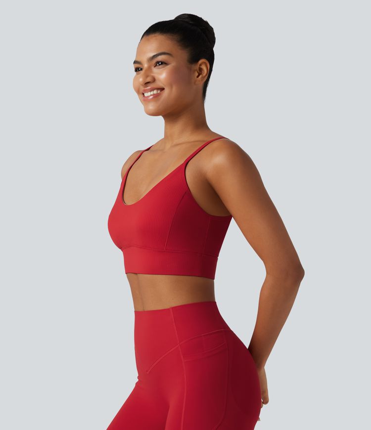 Halara UltraSculpt™ Ribbed Low Support Built-in Bra Yoga Sports Bra