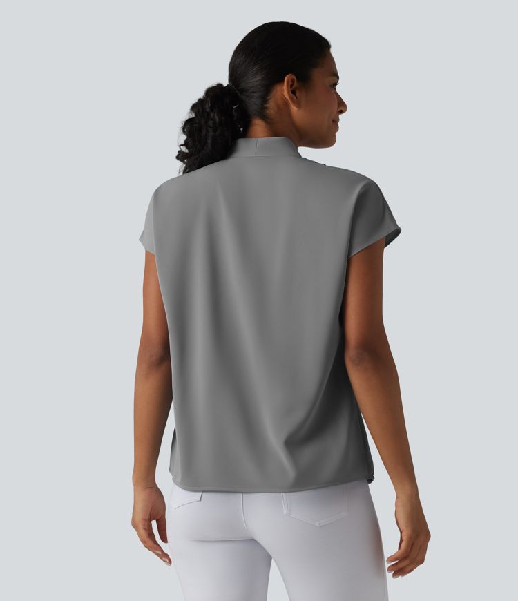 Wrinkle-resistant V-neck Batwing Sleeve Loose Fit Work Blouse