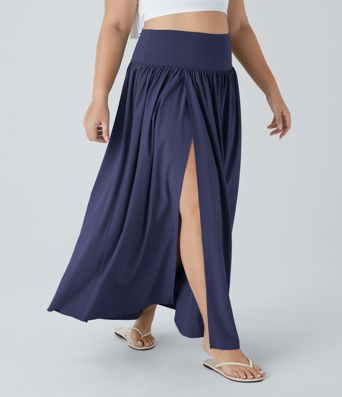 Breezeful™ High Waisted Split 2-in-1 Flowy Quick Dry Maxi Casual Plus Size Skirt Breezeful™ High Waisted Split 2-in-1 Flowy Quick Dry Maxi Casual Plus Size Skirt