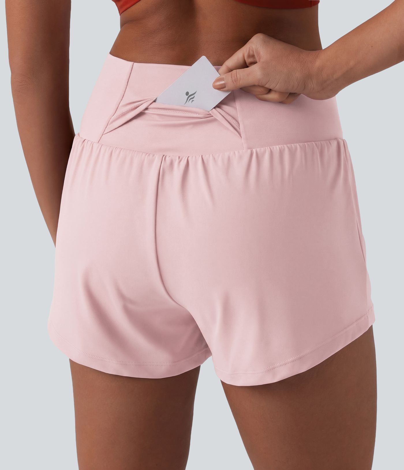 SoftlyZero™ Airy Crossover High Waisted 2-in-1 Cool Touch Yoga Shorts 3'' with Pockets