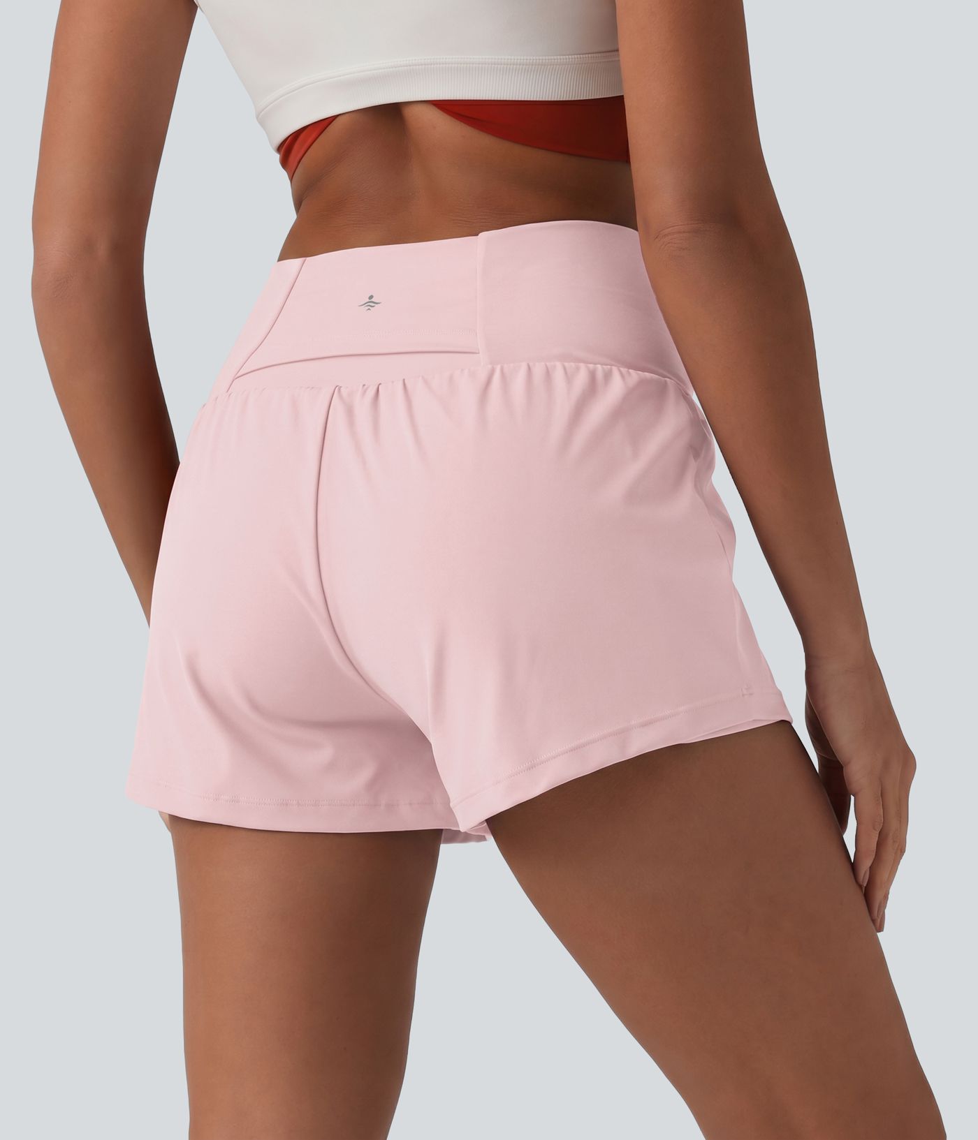 SoftlyZero™ Airy Crossover High Waisted 2-in-1 Cool Touch Yoga Shorts 3'' with Pockets