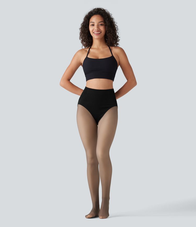 2-in-1-Fleece-Leggings mit hohem Bund und Bauchkontrolle