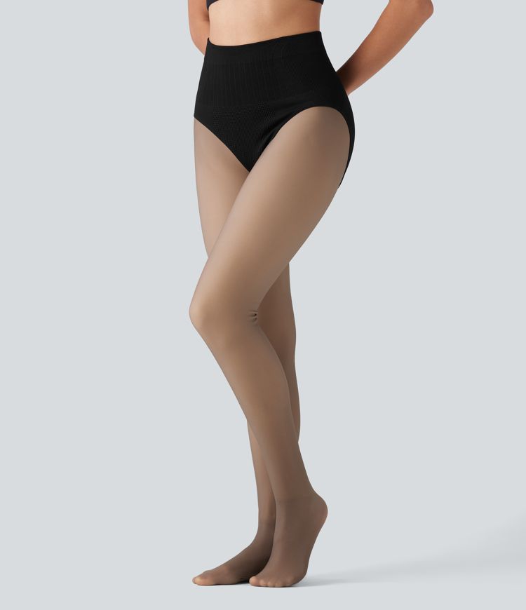 2-in-1-Fleece-Leggings mit hohem Bund und Bauchkontrolle