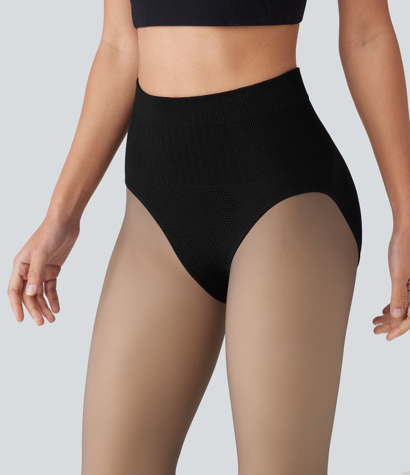 2-in-1-Fleece-Leggings mit hohem Bund und Bauchkontrolle