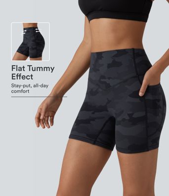 Halara UltraSculpt™ Camo Print High Waisted Tummy Control Training Biker Shorts 5'' with Pockets