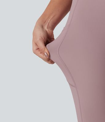 SoftlyZero™ legging-jupe de yoga 2 en 1 à taille haute, aérien au toucher frais, empiècements en mesh contrastant, avec poches — UPF50+