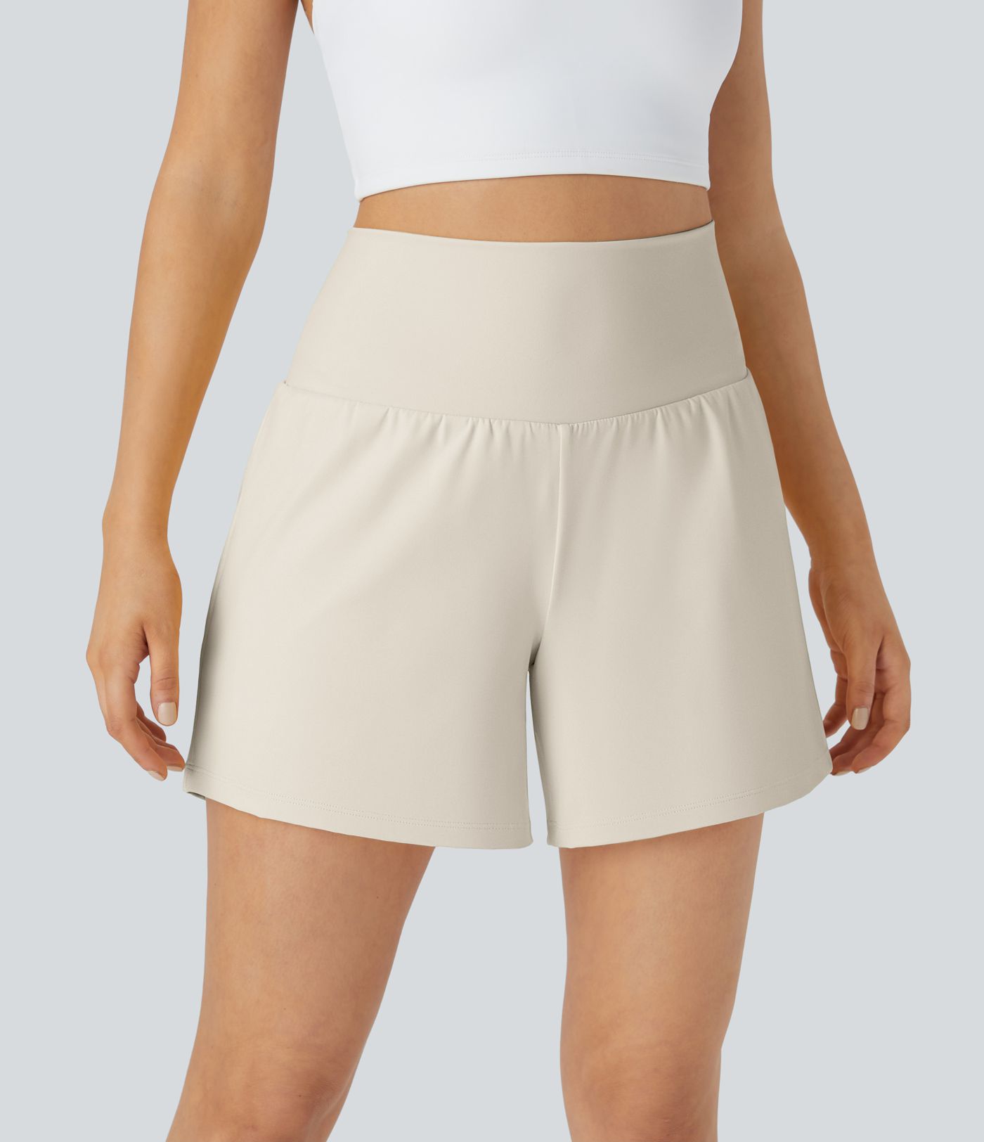 SoftlyZero™ Airy Super High Waisted 2-in-1  Cool Touch Yoga Shorts 5'' with Pockets-Longer Length