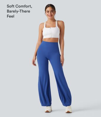 SoftlyZero™ balónové tanečné nohavice s vysokým pásom a tvarovaním brucha, s vreckami – UPF50+