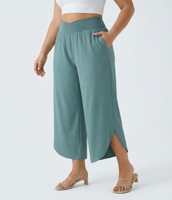 Pantalon Breezeful™ Taille Haute avec Poches Croisées, Séchage Rapide, Grande Taille