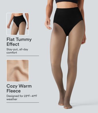 2-in-1-Fleece-Leggings mit hohem Bund und Bauchkontrolle