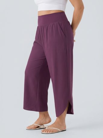 Plus Size Breezeful™ High Waisted Tummy Control Hem Quick Dry Trousers with Pockets Plus Size Breezeful™ High Waisted Tummy Control Hem Quick Dry Trousers with Pockets