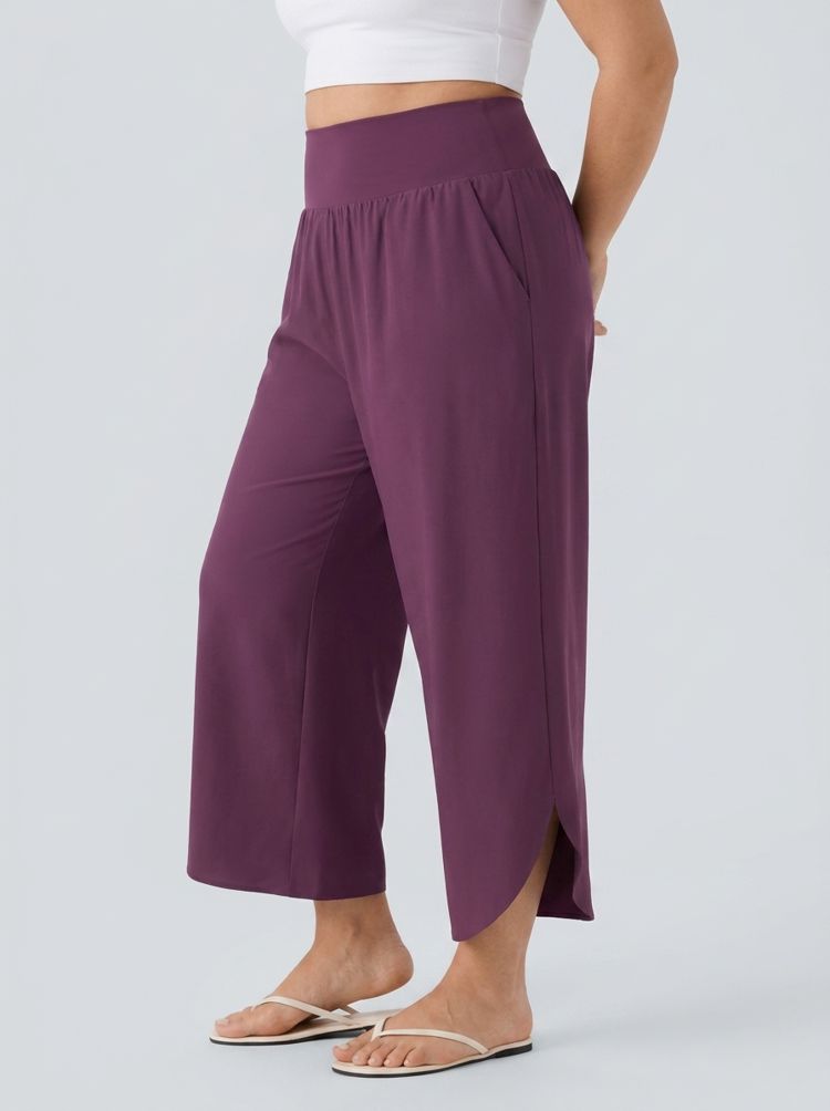 Plus Size Breezeful™ High Waisted Tummy Control Hem Quick Dry Trousers with Pockets Plus Size Breezeful™ High Waisted Tummy Control Hem Quick Dry Trousers with Pockets