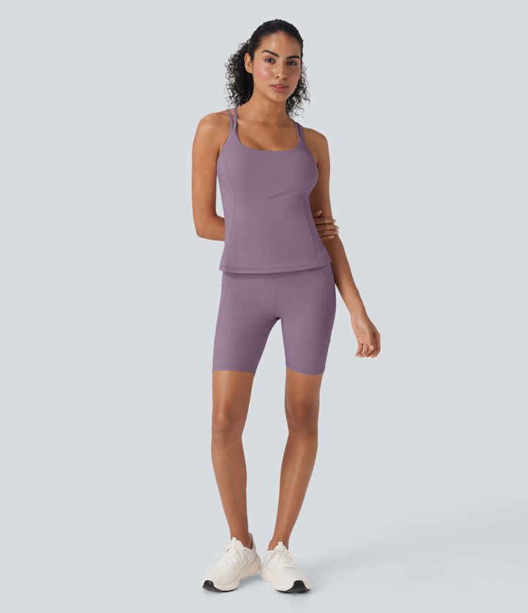 Halara UltraSculpt™ Cool Quick Dry High Waisted Tummy Control Training Biker Shorts 7'' with Pockets-UPF50+