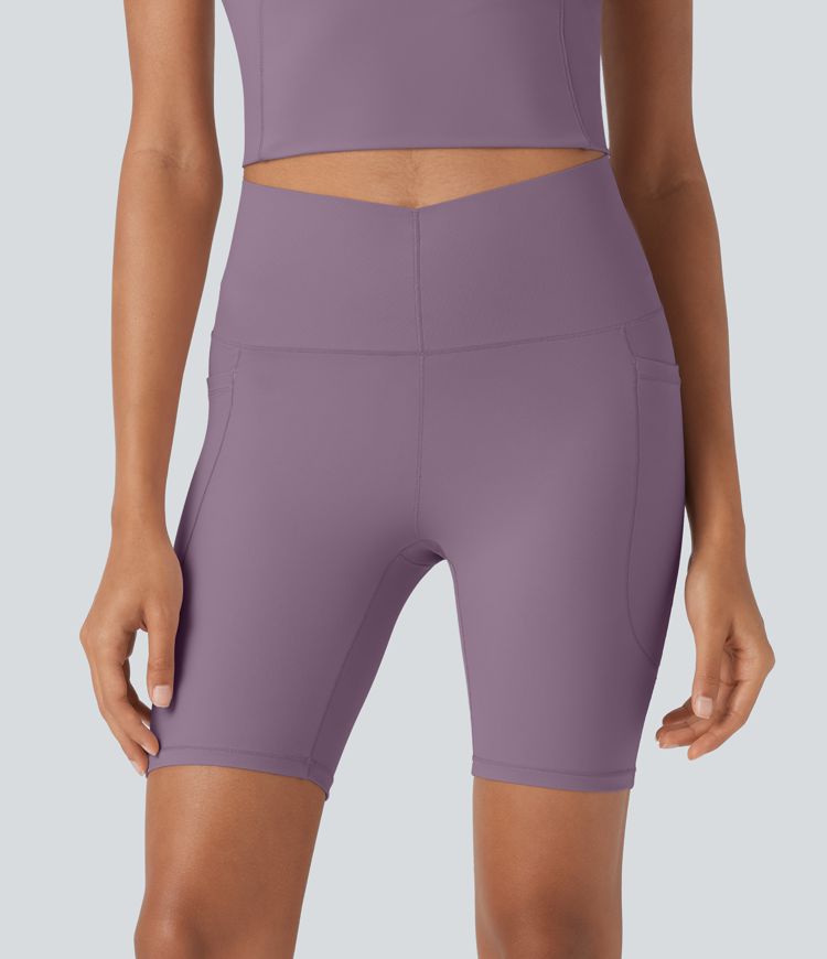 Halara UltraSculpt™ Cool Quick Dry High Waisted Tummy Control Training Biker Shorts 7'' with Pockets-UPF50+