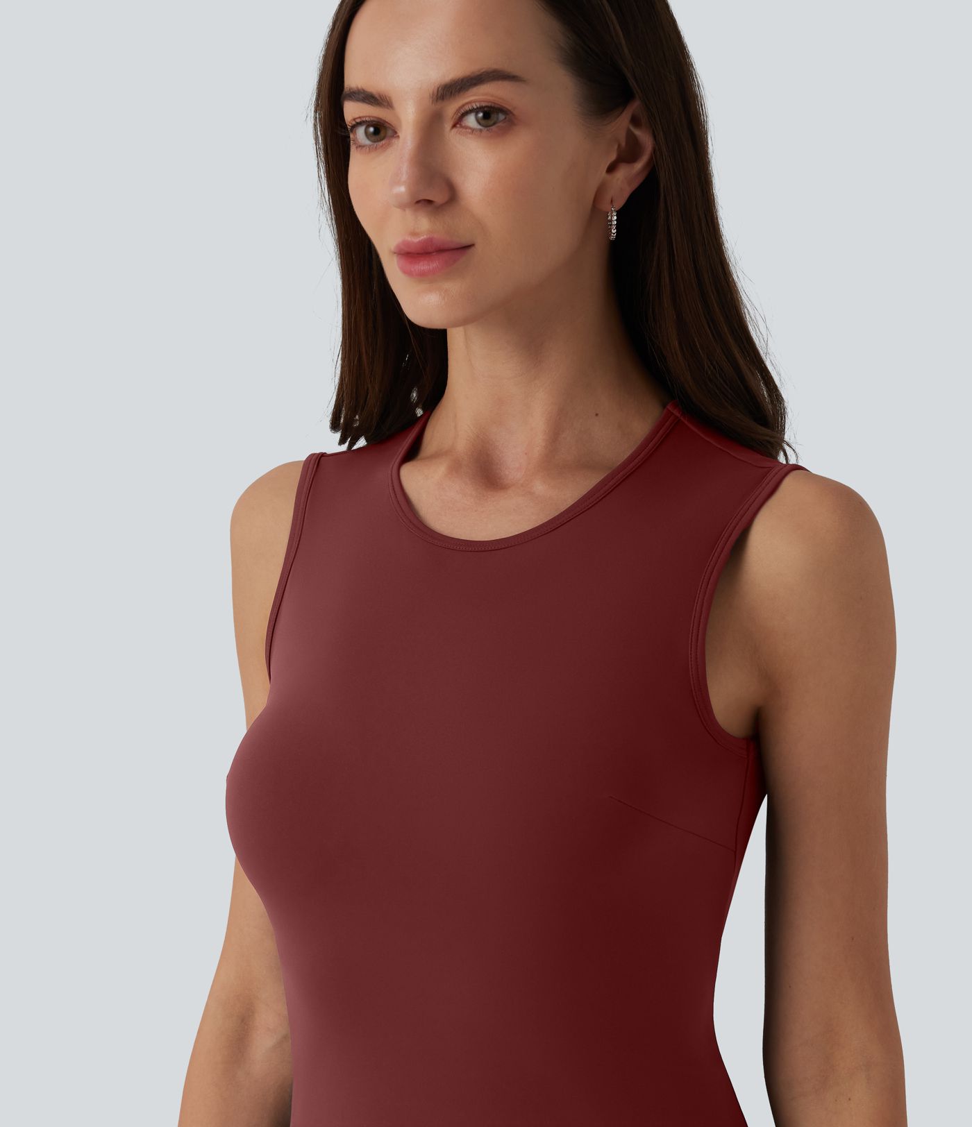 SoftlyZero™ Airy Round Neck Sleeveless Layered Ruffle Hem Cool Touch Mini Casual Dress