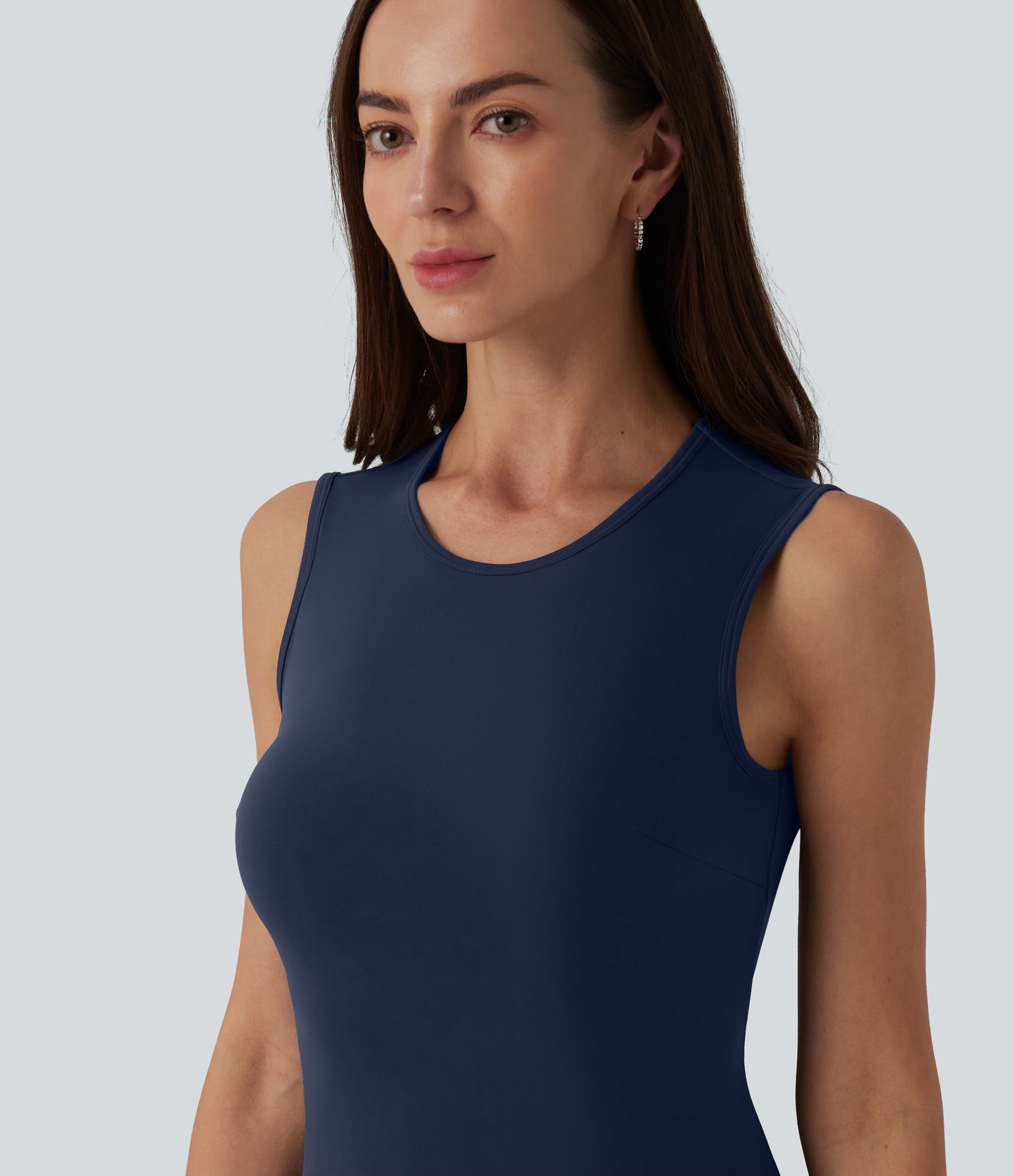 SoftlyZero™ Airy Robe mini casual col rond sans manches à volants superposés toucher frais SoftlyZero™ Airy Robe mini casual col rond sans manches à volants superposés toucher frais