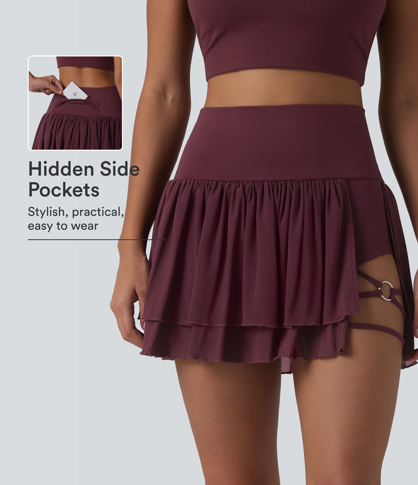 High Waisted 2-in-1 Asymmetric Hem Mini Breathable Mesh Dance Tiered Skirt with Pockets High Waisted 2-in-1 Asymmetric Hem Mini Breathable Mesh Dance Tiered Skirt with Pockets