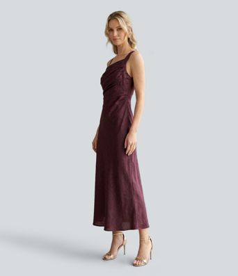 Asymmetric Strap Sleeveless Maxi Dress