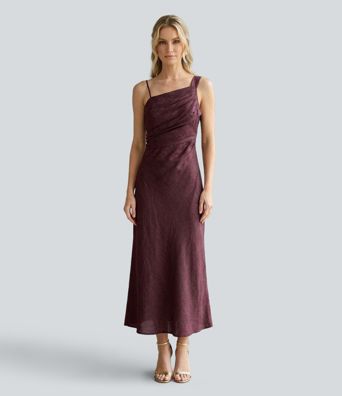 Asymmetric Strap Sleeveless Maxi Dress