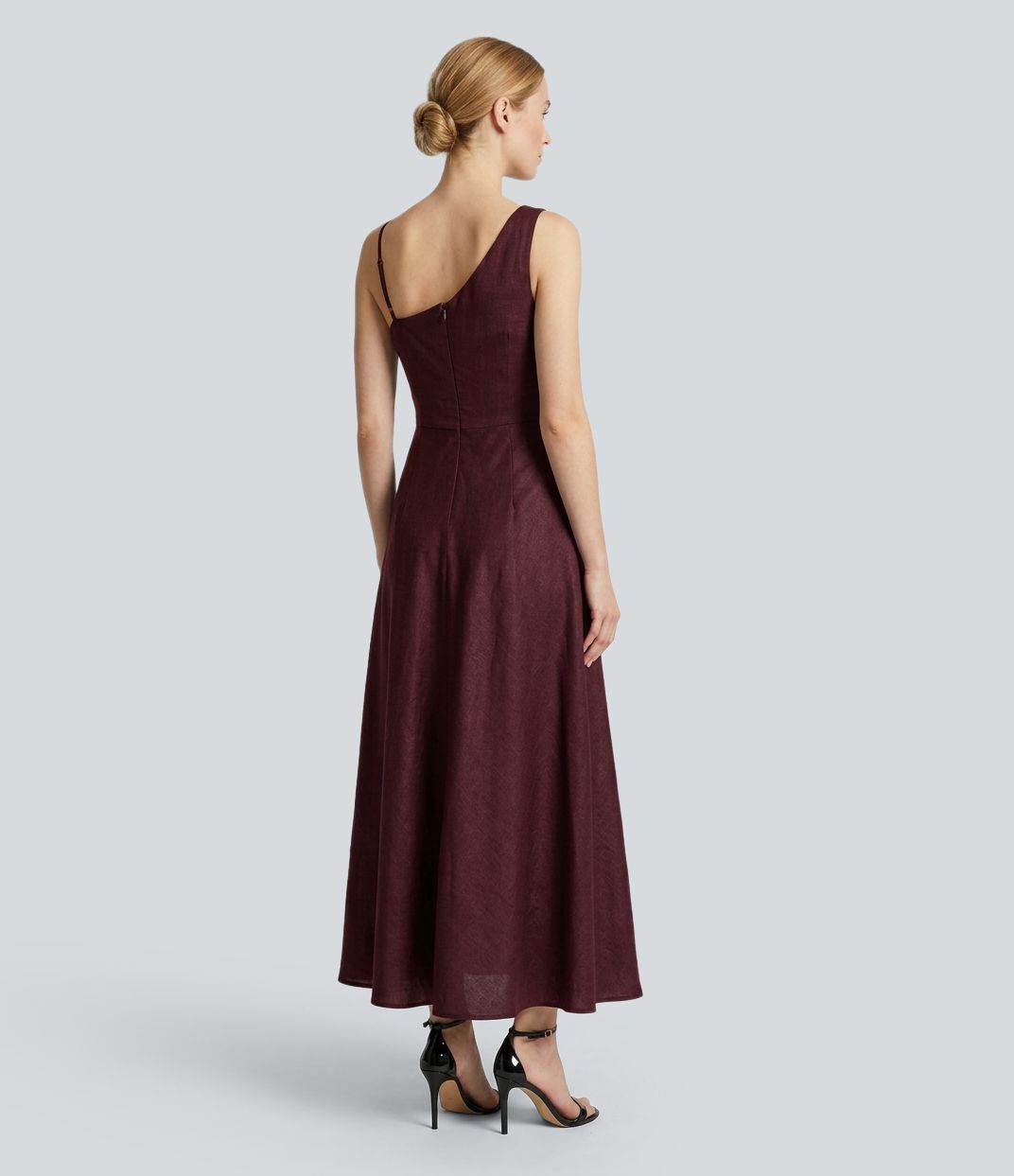 Asymmetric Strap Sleeveless Maxi Dress